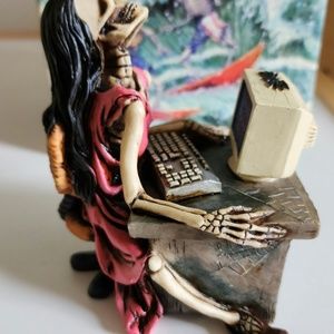 Funny figurine of lady who spent way too much time online??
